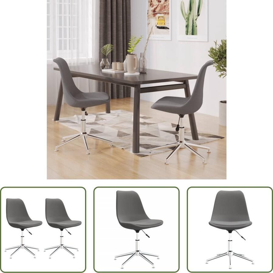 The Living Store Eetkamerstoel Lichte Grijs 48 x 59 cm Verstelbare Hoogte 360 graden Draaibaar Stabiel Frame - Foto 2