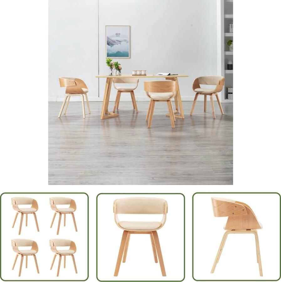 The Living Store Eetkamerstoel Meubel 53 x 52 x 70 cm Katoenen en polyurethaan bekleding Eetkamerstoel Krukken Dining Chairs Salontafel Meubels - Foto 2