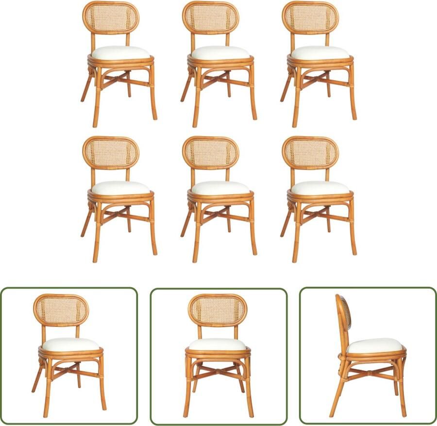 The Living Store Eetkamerstoelen Natuurlijk Rattan 46 x 53 x 83 cm Ergonomisch Ondersteunend Eetkamerstoelen Rattan Meubels Salontafel Dining Chairs Vintage Stoelen - Foto 2