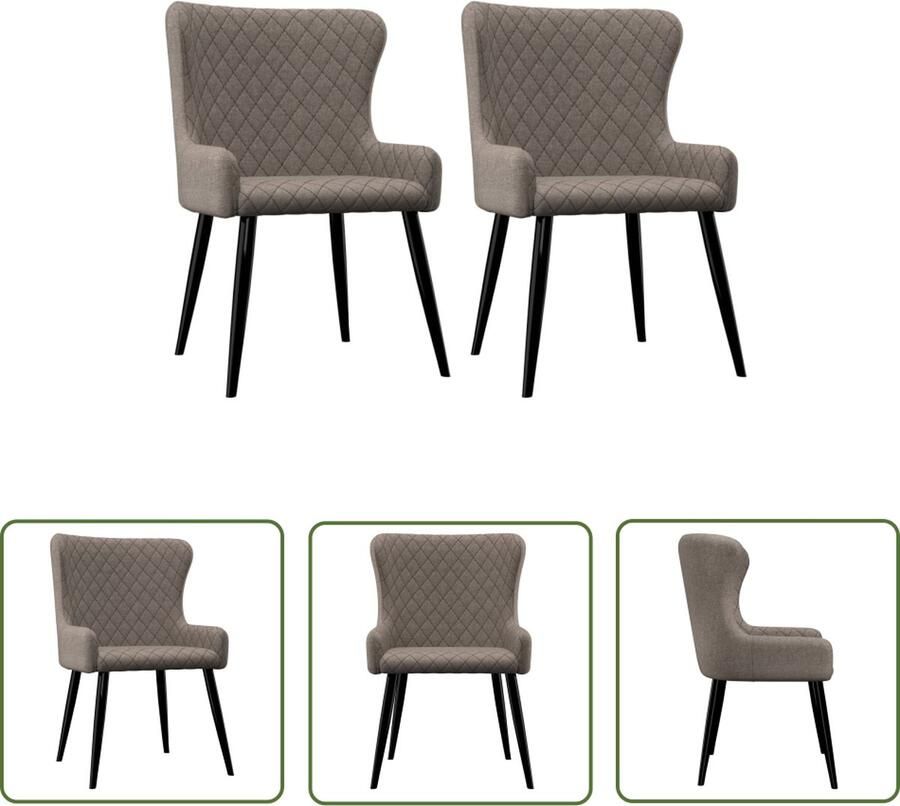 The Living Store Eetkamerstoel Set Taupe 60x55x84 cm Duurzame Stoffen Bekleding - Foto 2