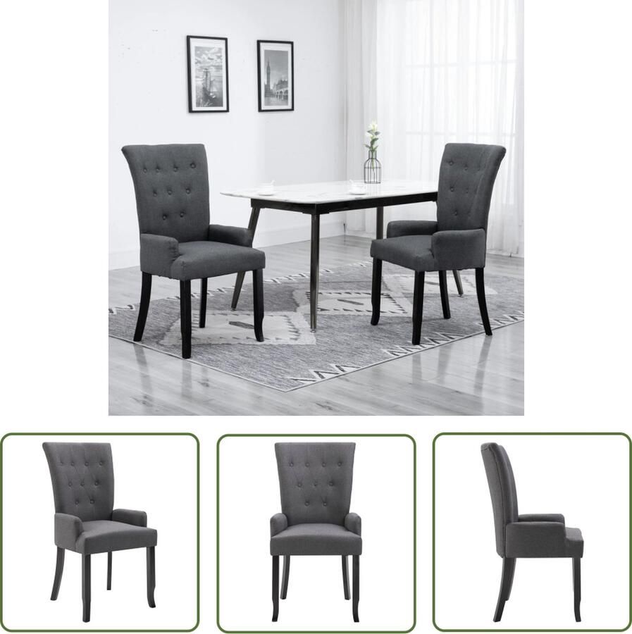 The Living Store Eetkamerstoel Stoelen 54 x 56 x 106 cm Donkergrijs - Foto 2