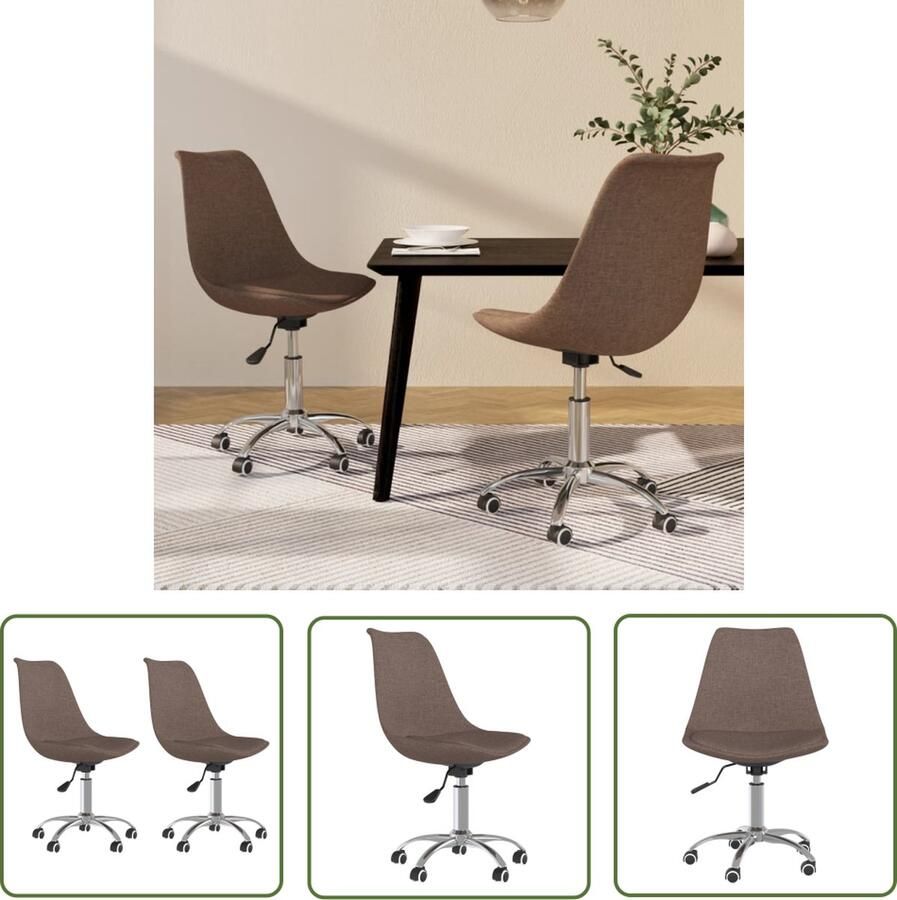 The Living Store Eetkamerstoel Taupe 48 x 58 x (81 93) cm Gasveermechanisme - Foto 2