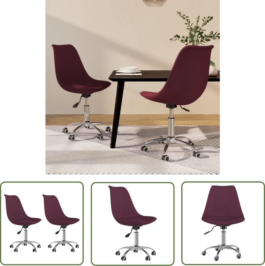 The Living Store Eetkamerstoel Draaibaar Paars 48x58x(81-93)cm Gasveermechanisme Draaiende Eetkamerstoel Eetkamerstoelen Set Velours Stoel Comfortabele Stoel Moderen Stoel - Foto 2