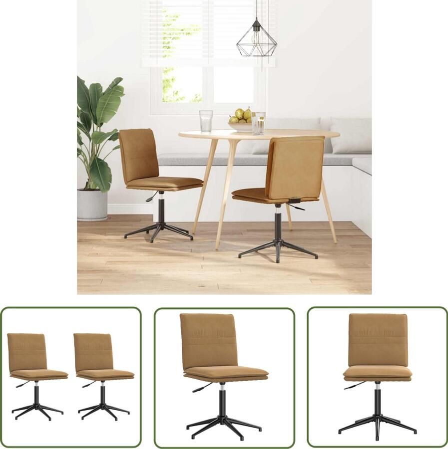 The Living Store Eetkamerstoelen 2 st fluweel bruin Eettafelstoel Eetkamerstoel Velours Stoel Bruine Stoel Comfortabele Stoel