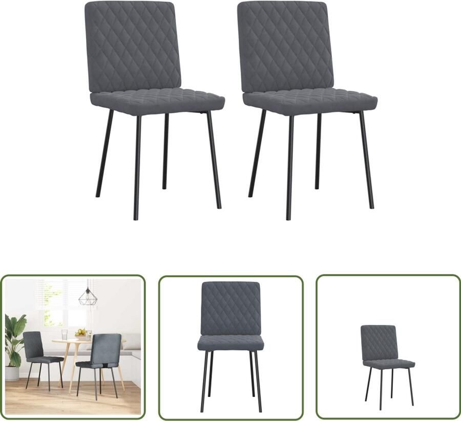 The Living Store Eetkamerstoelen 2 st fluweel donkergrijs Eettafelstoel Eetkamerstoel Velours Stoel Donkere Stoel Comfortabele Stoel