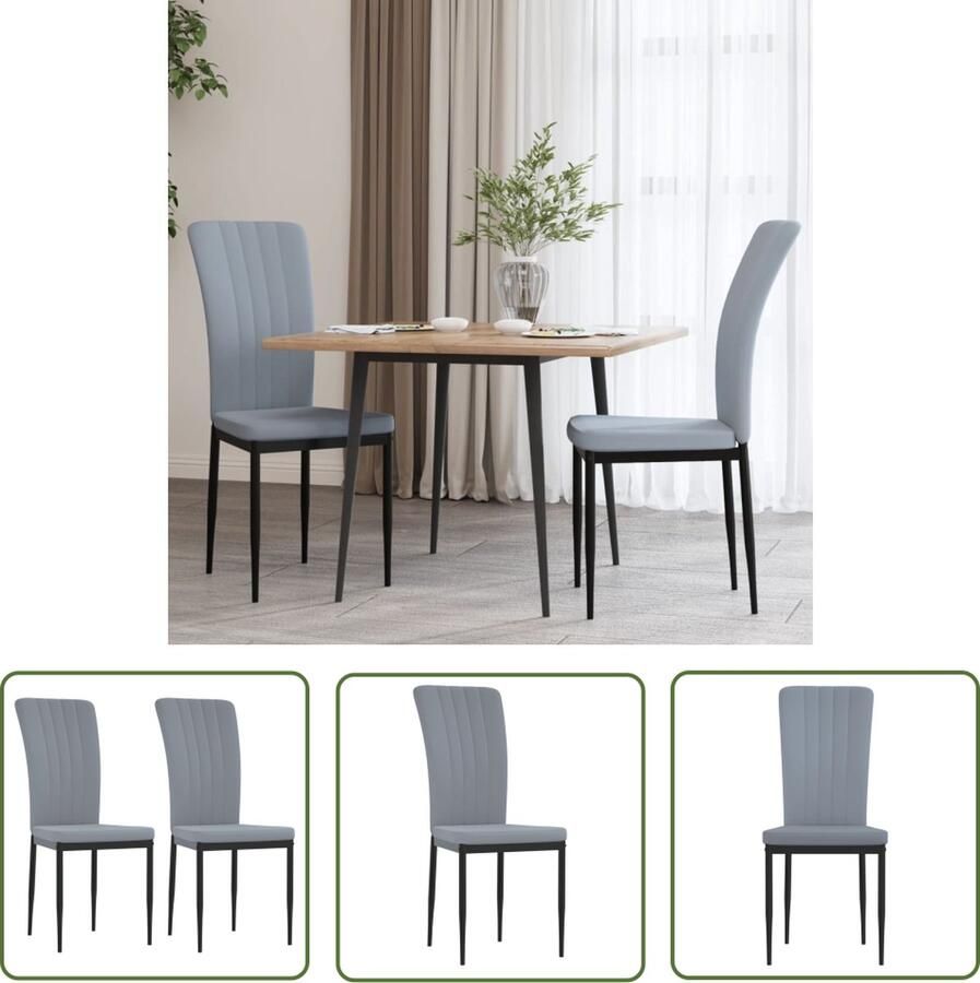 The Living Store Eetkamerstoelen Fluweel Stevig frame Comfortabel Lichtgrijs 42 x 57.5 x 95 cm Draagvermogen 110 kg Eetkamerstoelen Fluweel Stoelen Comfortabele Stoelen Grijze Stoelen Salon Meubilair - Foto 2