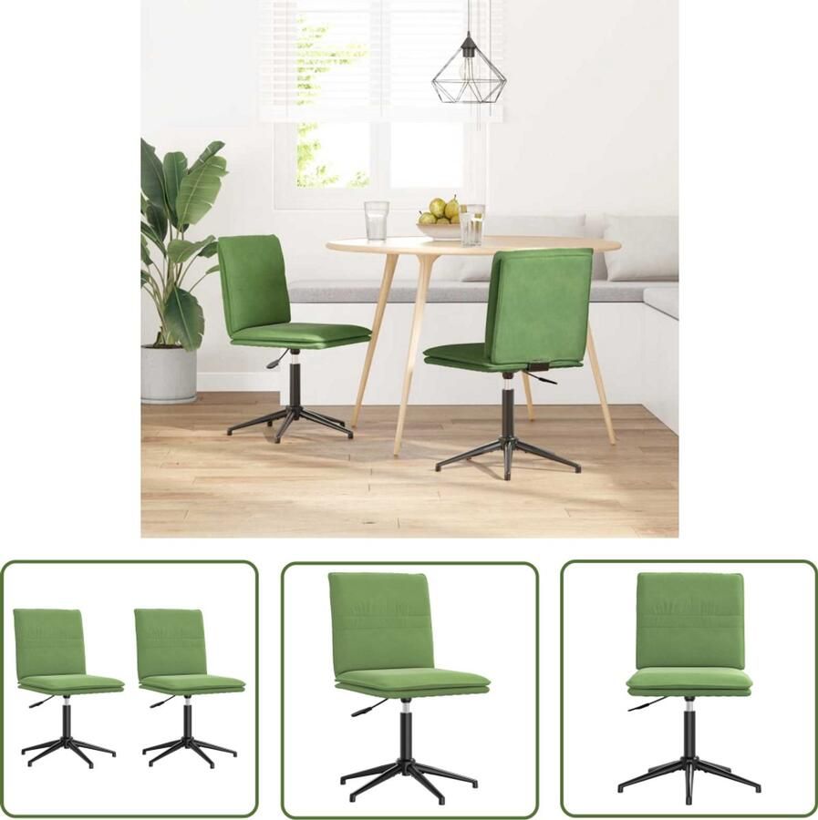 The Living Store Eetkamerstoelen 2 st fluweel lichtgroen Eettafelstoel Eetkamerstoel Velours Stoel Groene Stoel Comfortabele Stoel