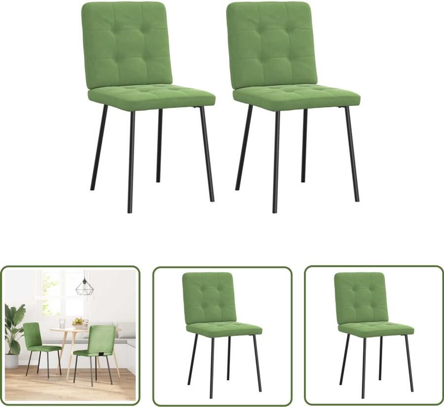 The Living Store Eetkamerstoelen 2 st fluweel lichtgroen Eettafelstoel Eetkamerstoel Velours Stoel Luxe Stoel Comfortabele Stoel