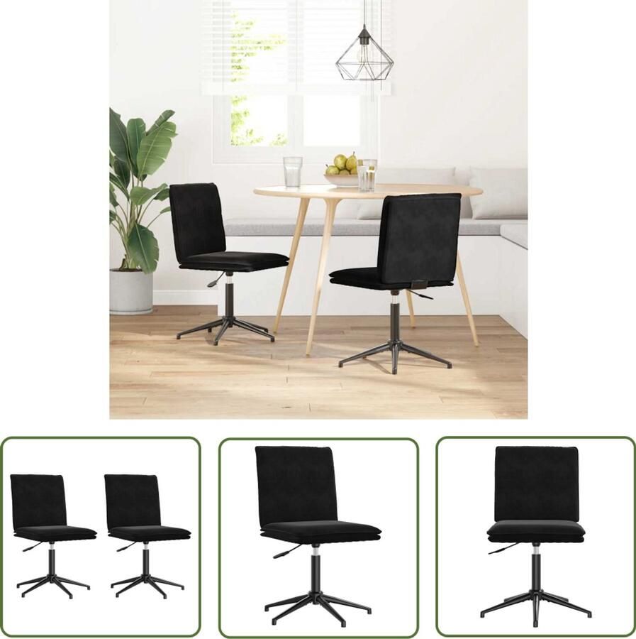 The Living Store Eetkamerstoelen 2 st fluweel zwart Eettafelstoel Eetkamerstoel Velours Stoel Moderne Stoel Elegante Stoel