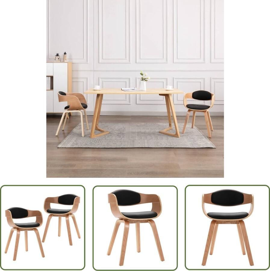 The Living Store Eetstoelen Set Kunstleer Zwart 49 x 51.5 x 71.5 cm Eetkamerstoelen Kunstleder Meubels Zwarte Stoelen Comfortabele Stoelen Salonstoelen - Foto 2