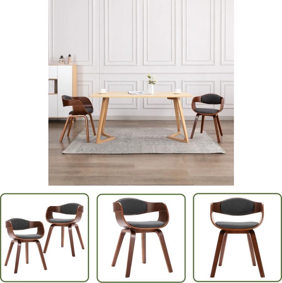 The Living Store Eetkamerstoel Grijs Stof 49 x 51.5 x 71.5 cm Ergonomisch Eetkamerstoel Grijze Eetkamerstoel Vintage Eetkamerstoel Retro Eetkamerstoel Ergonomische Eetkamerstoel - Foto 2