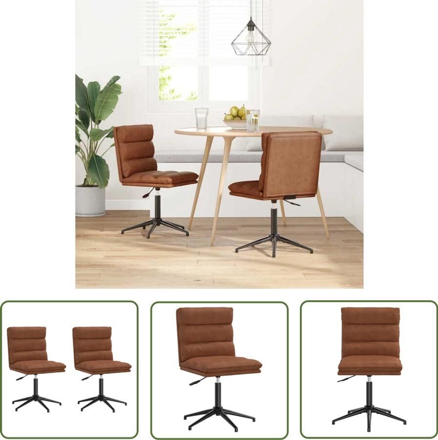 The Living Store Eetkamerstoelen 2 st kunstleer bruin Eettafelstoel Eetkamerstoel Bruine Stoel Kunstleren Stoel Ergonomische Stoel