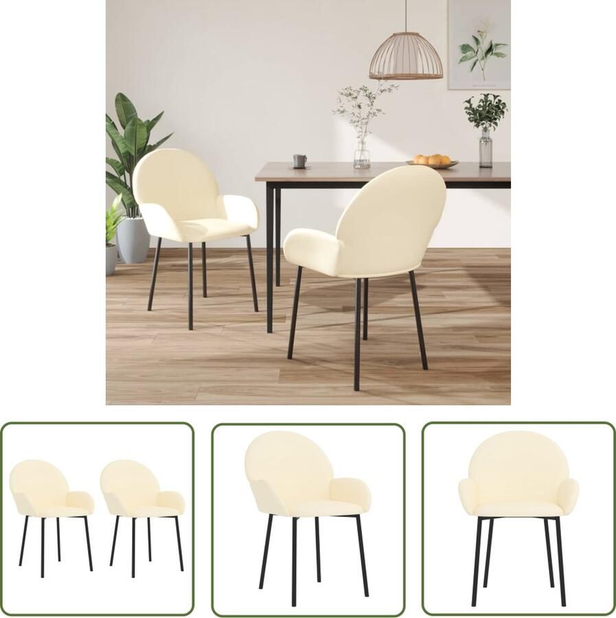 The Living Store Eetkamerstoel Crème 58x57x78.5cm Hoogwaardig kunstleer Ergonomisch ontwerp Eetkamerstoel Kruk Dinerstoel Keukenstoel Kunstleder - Foto 2