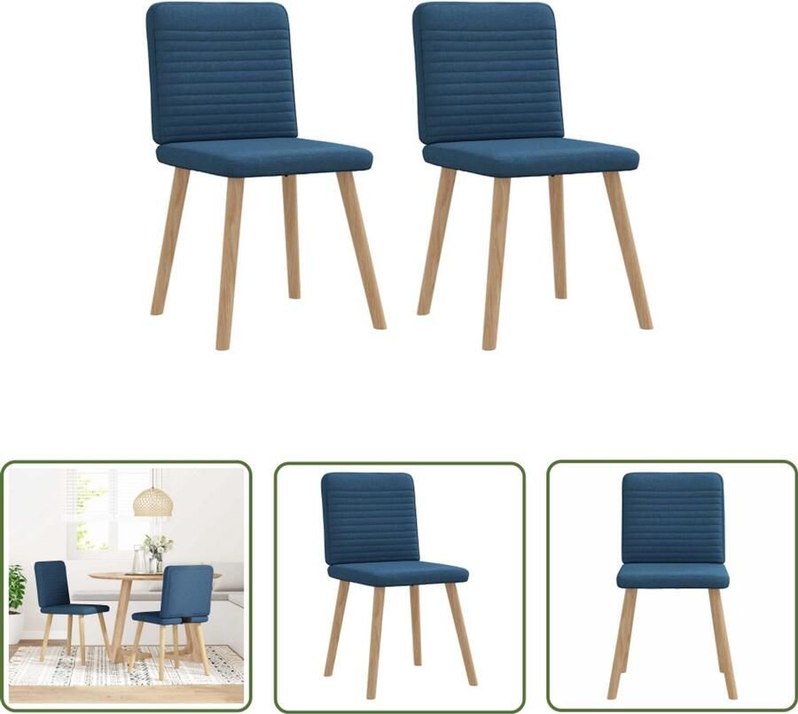 The Living Store Eetkamerstoelen 2 st stof blauw Eetzit Eetkamerstoel Comfortabele Stoel Modern Meubilair Salontafel