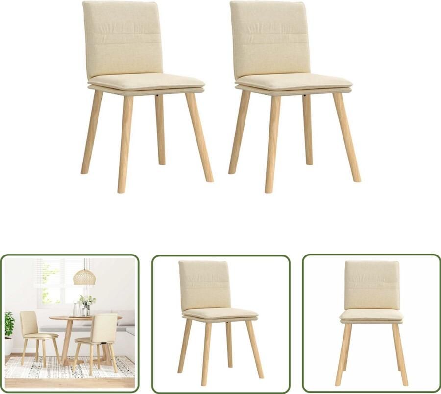 The Living Store Eetkamerstoelen 2 st stof crèmekleurig Eetkamerstoel Comfortabele Stoel Moderne Stoel Creme Fauteuil Salontafel
