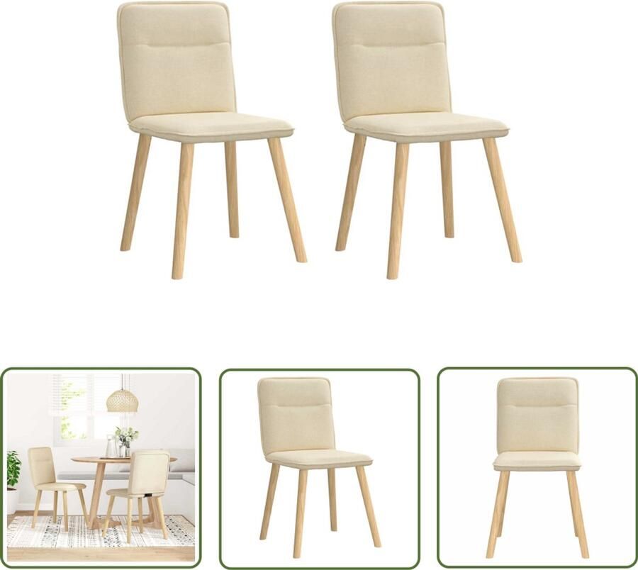 The Living Store Eetkamerstoelen 2 st stof crèmekleurig Eettafelstoel Eetkamerstoel Comfortabele Stoel Luxe Stoel Creme Fauteuil