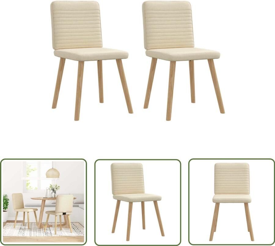 The Living Store Eetkamerstoelen 2 st stof crèmekleurig Eettafelstoel Eetkamerstoel Krukken Stoffen Stoel Moderne Stoel