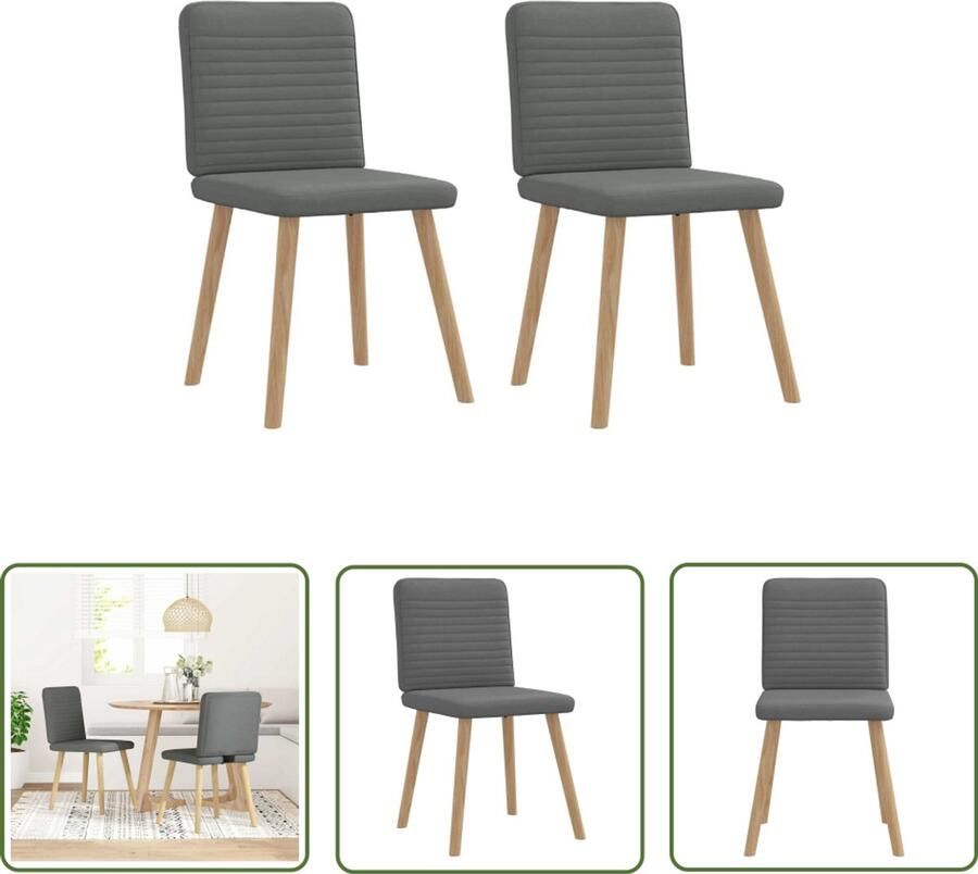 The Living Store Eetkamerstoelen 2 st stof donkergrijs Eettafelstoel Eetkamerstoel Donkere Stoel Moderne Stoel Comfortabele Stoel - Foto 2
