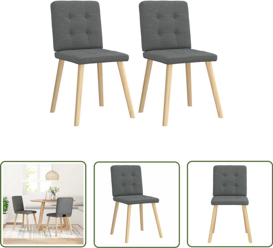 The Living Store Eetkamerstoelen 2 st stof donkergrijs Eettafelstoel Eetkamerstoel Donkere Stoel Velours Stoel Comfortabele Stoel