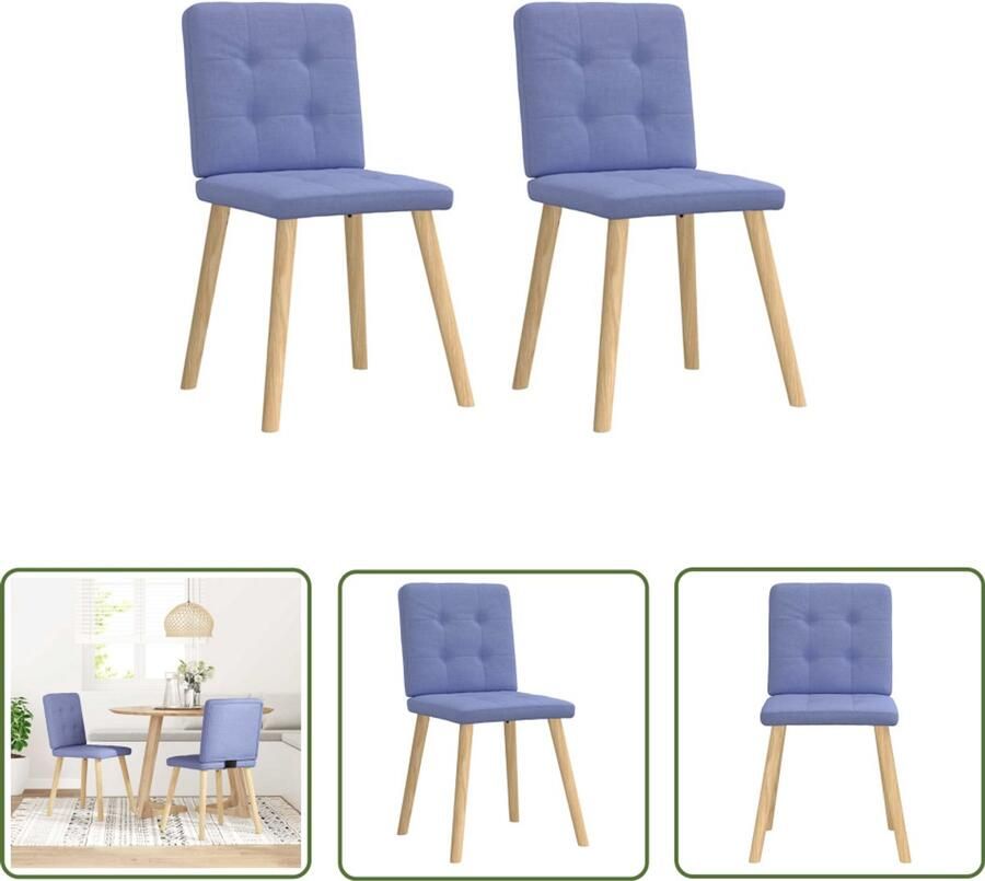 The Living Store Eetkamerstoelen 2 st stof jeansblauw Eettafelstoel Eetkamerstoel Jeansblauwe Stoel Comfortabele Stoel Luxe Stoel