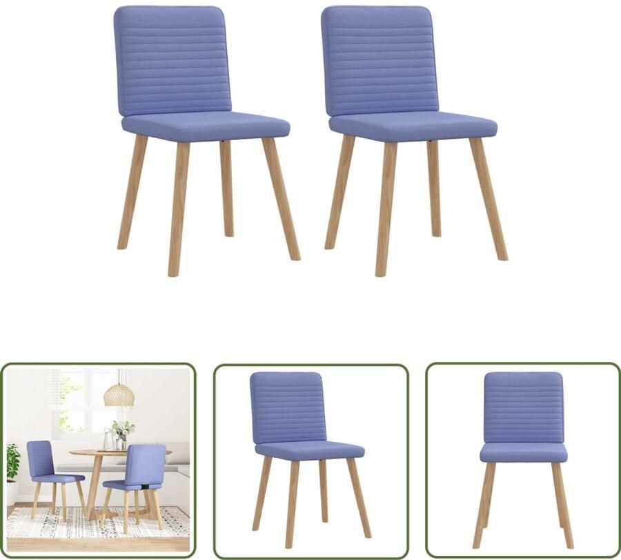 The Living Store Eetkamerstoelen 2 st stof jeansblauw Eettafelstoel Eetkamerstoel Velours Stoel Moderne Stoel Blauwe Stoel