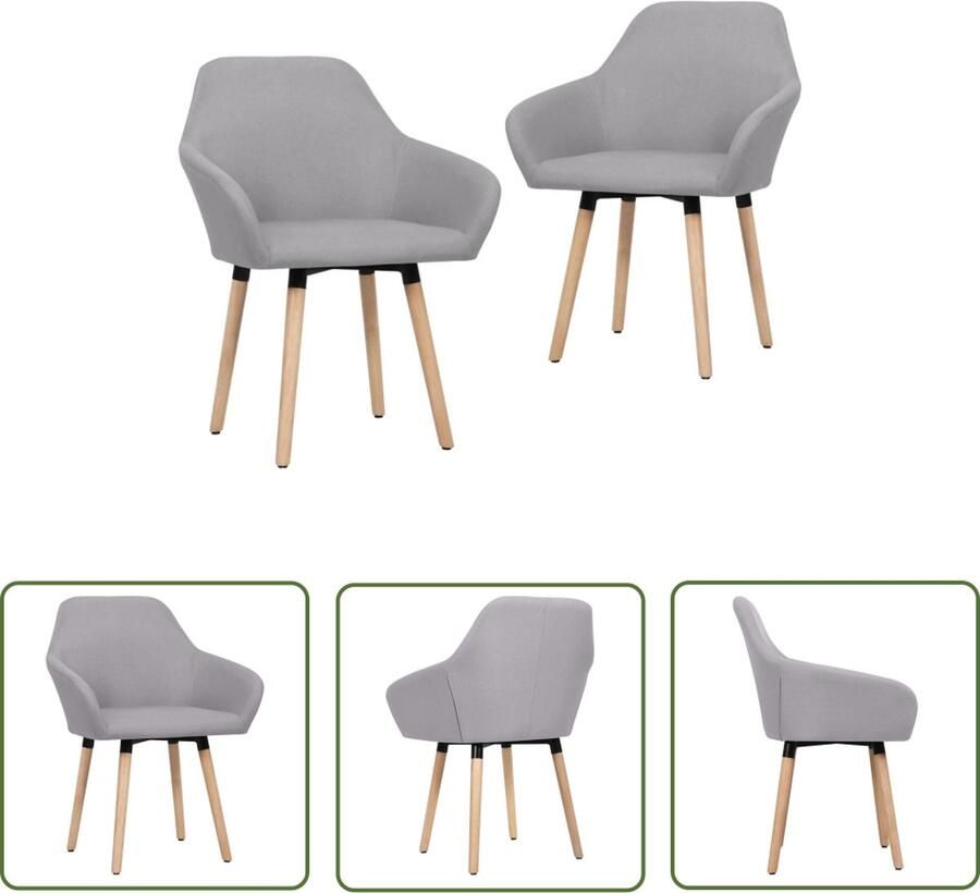 The Living Store Eetstoelen Stof Lichtgrijs 62x54x83.5 cm Comfortabele Armleuningen Eetkamerstoelen Stoffen Stoelen Grijze Stoelen Comfortabele Stoelen Luxe Stoelen - Foto 2