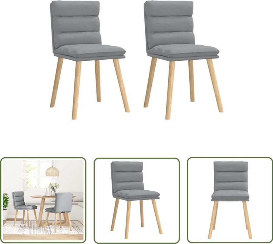 The Living Store Eetkamerstoelen 2 st stof lichtgrijs Eettafelstoel Eetkamerstoel Comfortabele Stoel Modern Stoel Licht Grijze Stoel - Foto 2