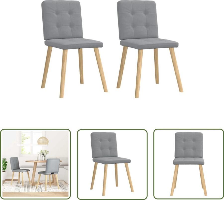 The Living Store Eetkamerstoelen 2 st stof lichtgrijs Eetzalenstoel Eetkamerstoel Stoffen Eetkamerstoel Licht Grijze Eetkamerstoel Comfortabele Eetkamerstoel