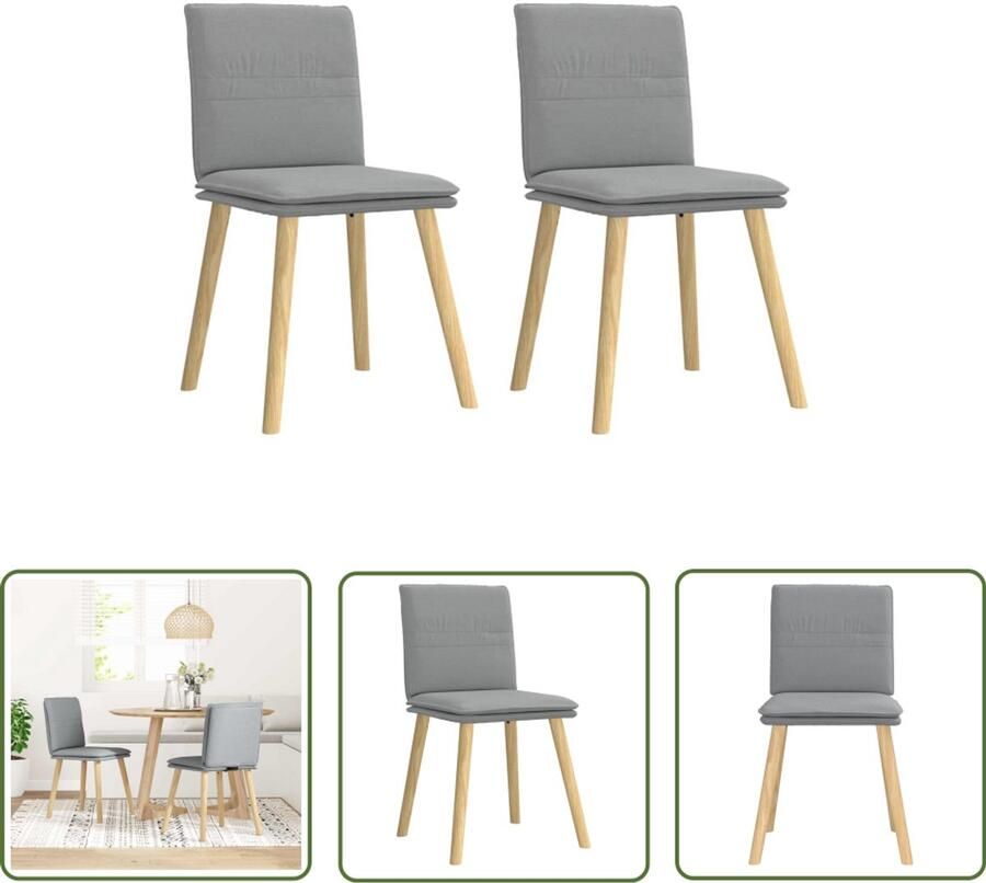 The Living Store Eetkamerstoelen 2 st stof lichtgrijs Eetzit Eetkamerstoel Designstoel Moderne Stoel Licht Grijze Stoel
