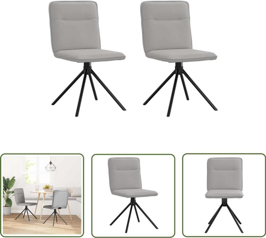 The Living Store Eetkamerstoelen 2 st stof wolk grijs Eetkamerstoel Comfortabele Stoel Moderne Stoel Dining Chair Lounge Stoel