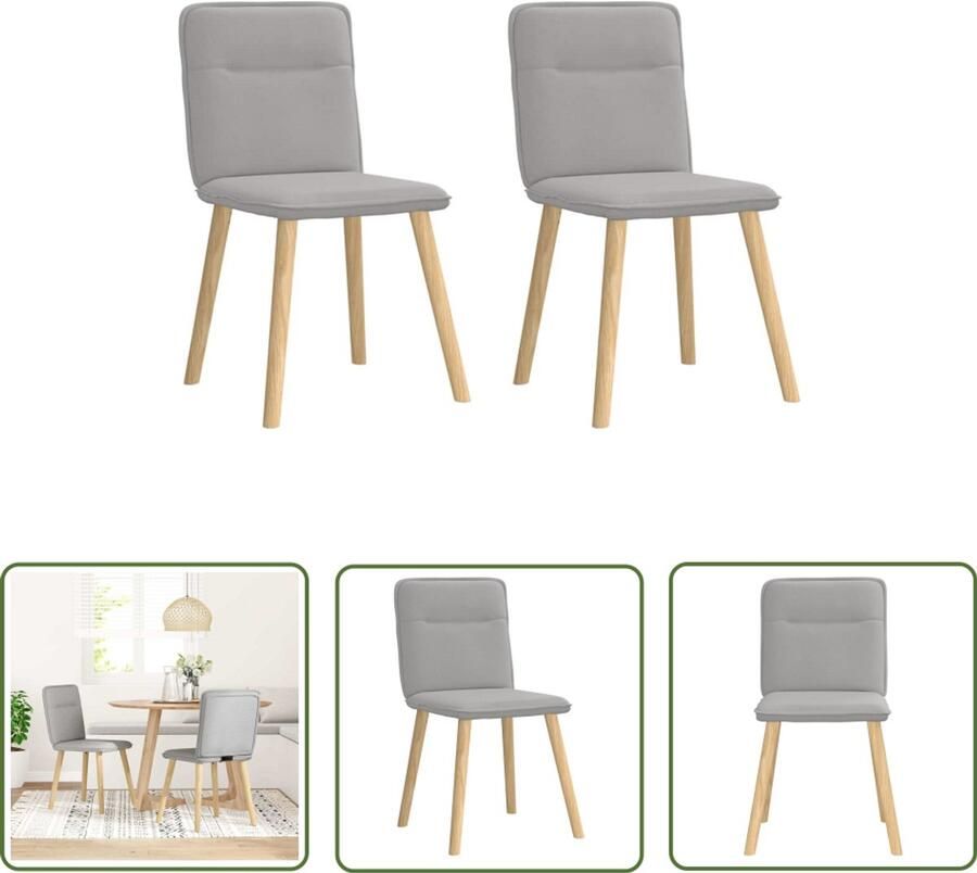 The Living Store Eetkamerstoelen 2 st stof wolk grijs Eettafelstoel Eetkamerstoel Woonkamerstoel Velours Stoel Modern Meubilair