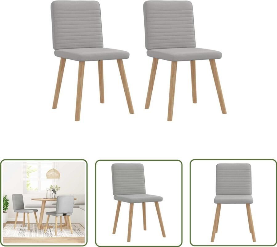 The Living Store Eetkamerstoelen 2 st stof wolk grijs Eetzitcomfort Eetkamerstoel Velours Stoffen Modern Meubilair Luxe Stoel