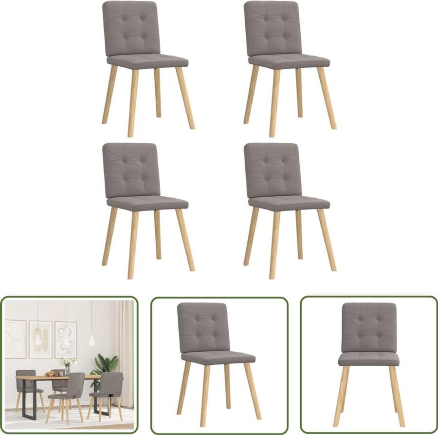 The Living Store Eetkamerstoelen 4 st draaibaar stof taupe Eettafelstoel Eetkamerstoel Stof Stoel Taupe Stoel Comfortabele Stoel