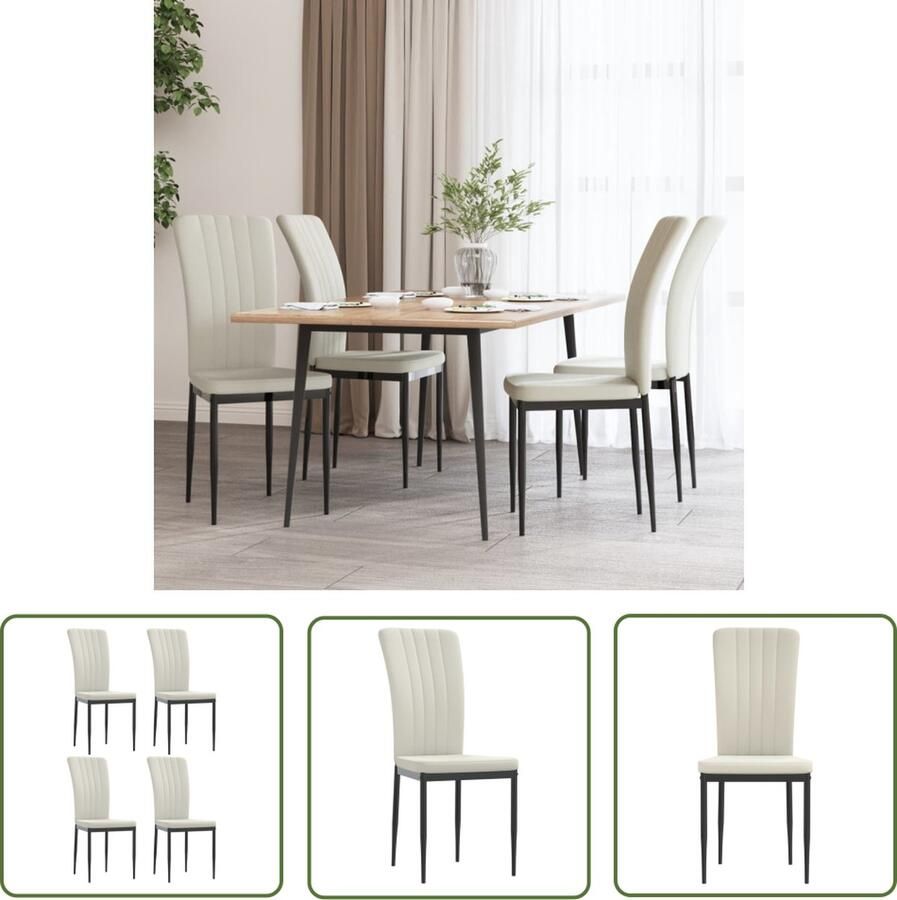 The Living Store Eetkamerstoel 4 stuks 42 x 57.5 x 95 cm Crème Fluweel Eetkamerstoelen Fluweel Stoelen Creme Meubilair Luxe Stoelen Dining Chairs - Foto 2