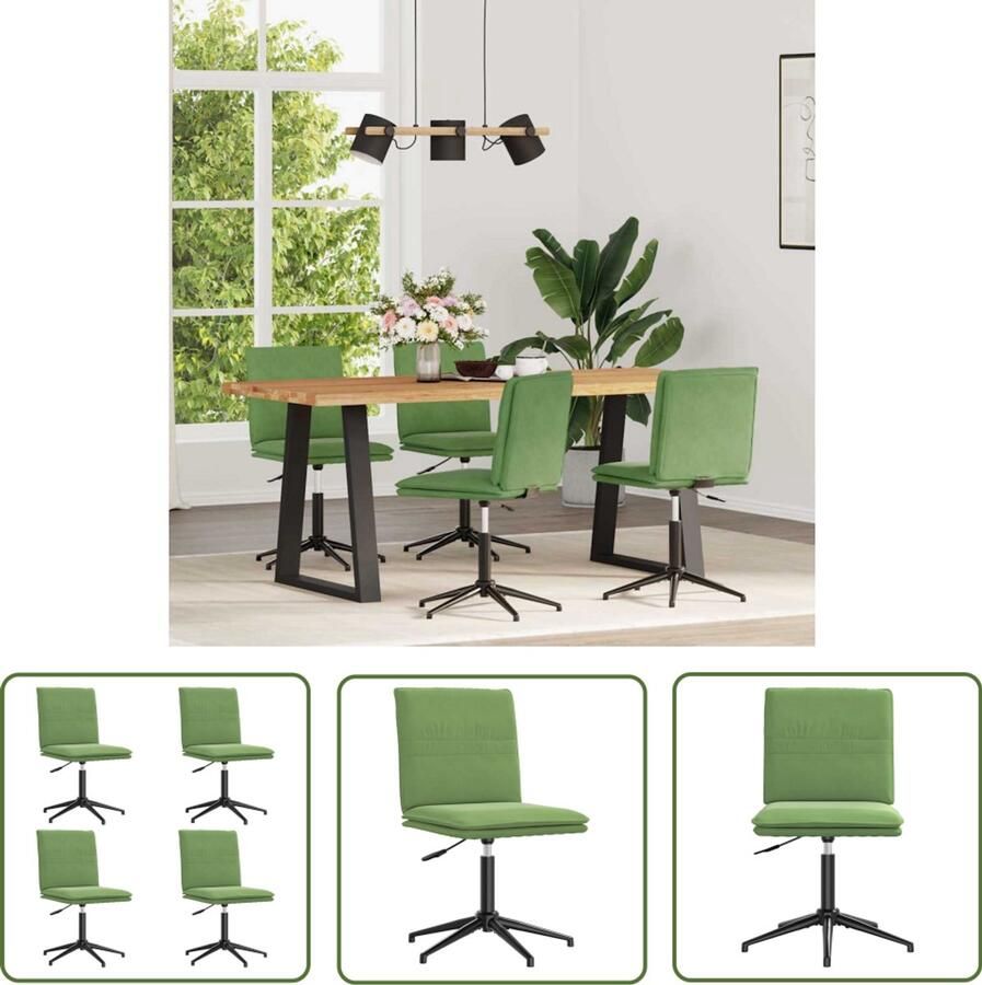 The Living Store Eetkamerstoelen 4 st fluweel lichtgroen Eettafelstoel Eetkamerstoel Velours Stoel Groene Stoel Comfortabele Stoel