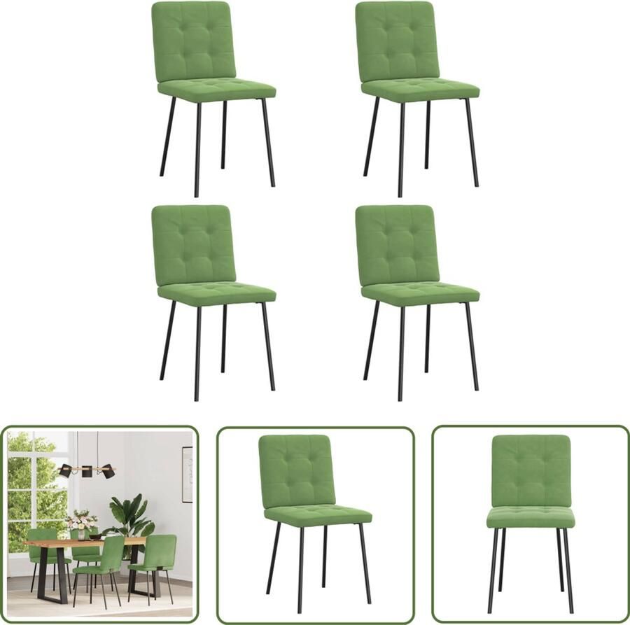 The Living Store Eetkamerstoelen 4 st fluweel lichtgroen Eetzalen Stoelen Eetkamer Meubels Velours Stoelen Groene Stoelen Comfortabele Stoelen