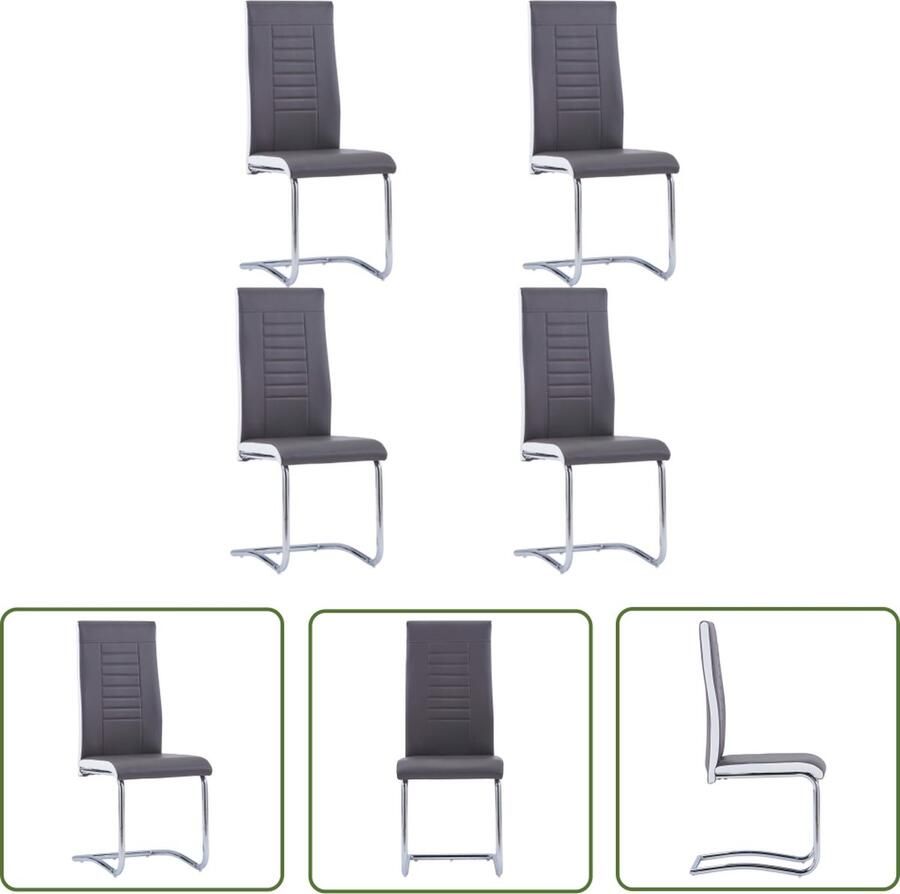 The Living Store Zwevende eetkamerstoelen Kunstleer 42 x 52.5 x 100 cm Zwart-wit Eetkamerstoelen Zwevende Stoelen Kunstleder Meubels Zwarte Stoelen Witte Stoelen