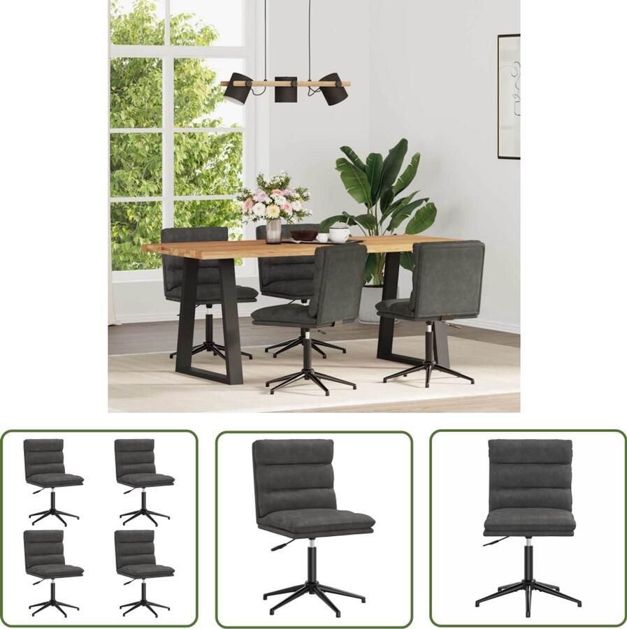 The Living Store Eetkamerstoelen 4 st kunstleer zwart Eettafelstoel Eetkamerstoel Kunstleder Stoel Moderne Stoel Zwarte Stoel