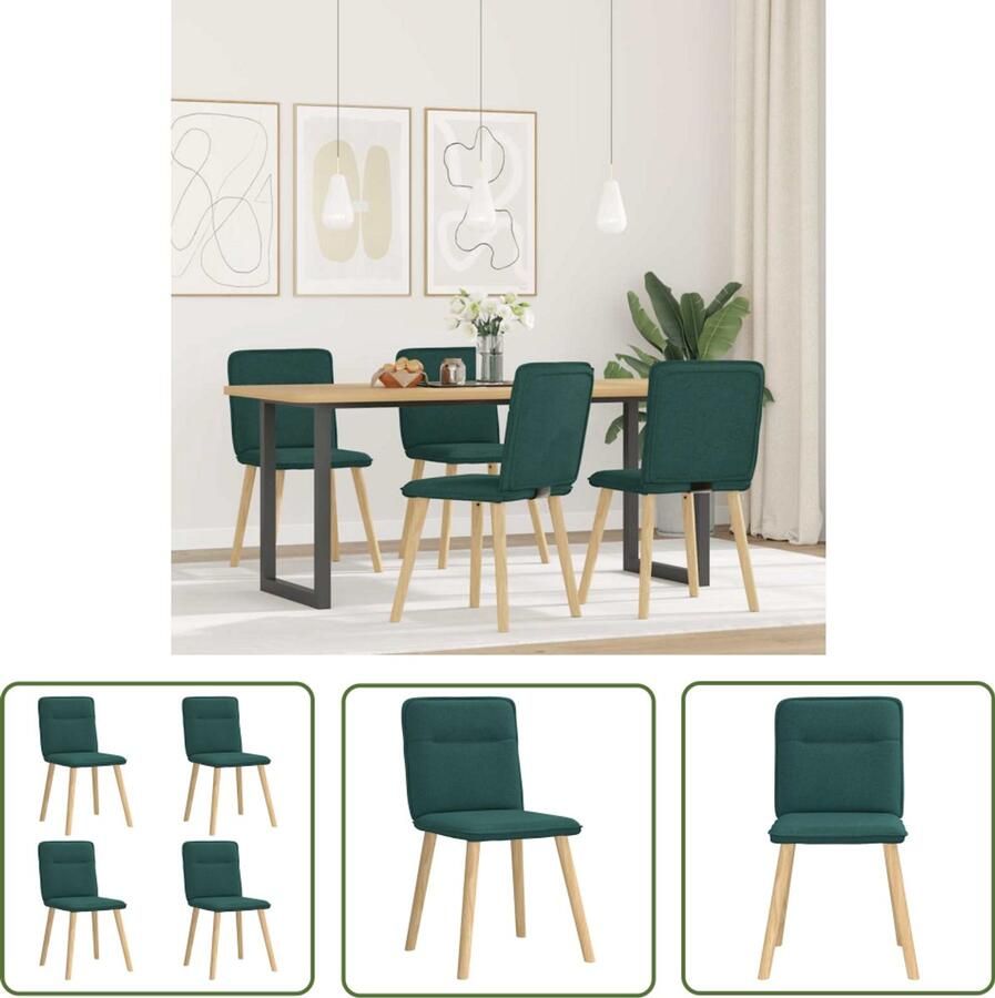 The Living Store Eetkamerstoelen 4 st stof donkergroen Eetzalen Stoelen Eetkamerstoel Donkere Stoel Moderne Stoel Luxe Stoel