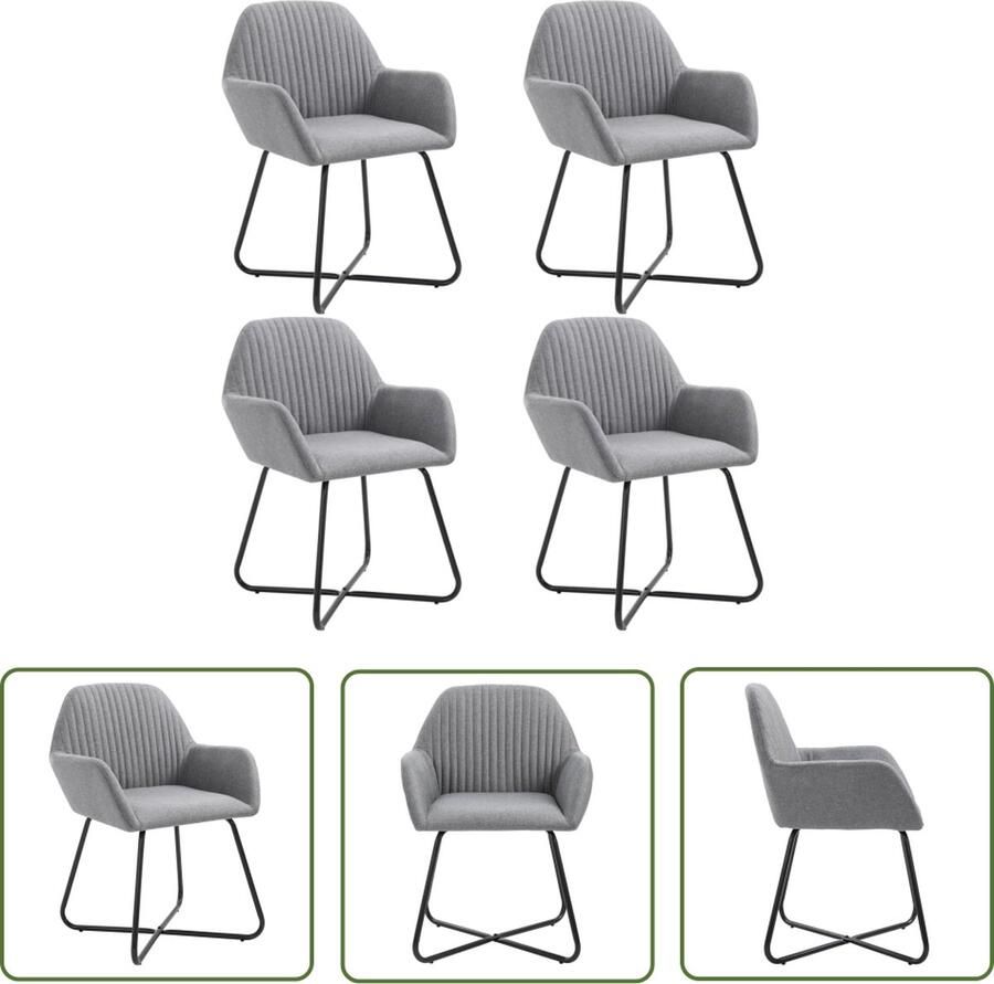The Living Store Eetkamerstoelen 4 st stof lichtgrijs Eetkamerstoelen Licht Grijze Stoelen Design Meubels Comfortabele Stoelen Stoffen Stoelen - Foto 2