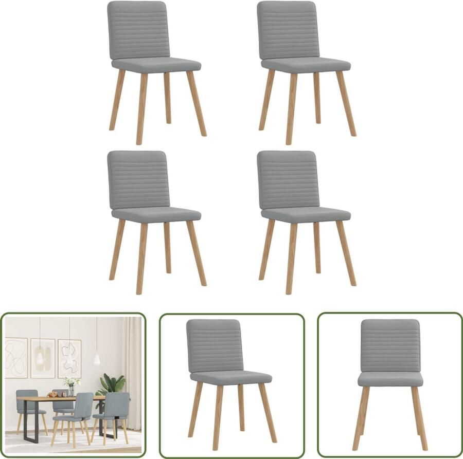 The Living Store Eetkamerstoelen 4 st stof lichtgrijs Eettafelstoel Eetkamerstoel Comfortabele Stoel Licht Grijze Stoel Stoffen Eetkamerstoel