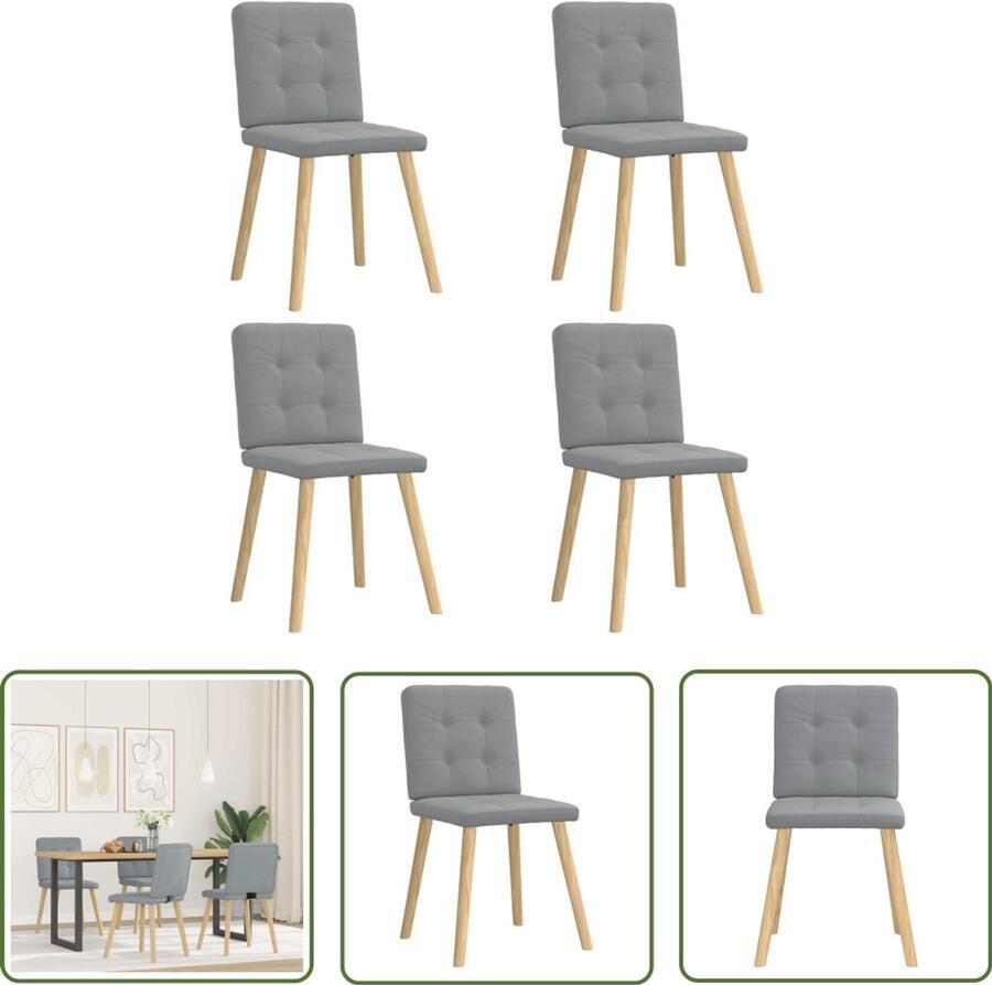 The Living Store Eetkamerstoelen 4 st stof lichtgrijs Eettafelstoel Eetkamerstoel Lounge Stoel Salontafelstoel Grijs Meubilair