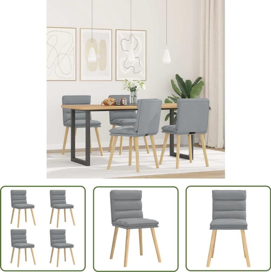 The Living Store Eetkamerstoelen 4 st stof lichtgrijs Eetzit Eetkamerstoel Dining Chair Luxe Stoel Comfortabele Stoel
