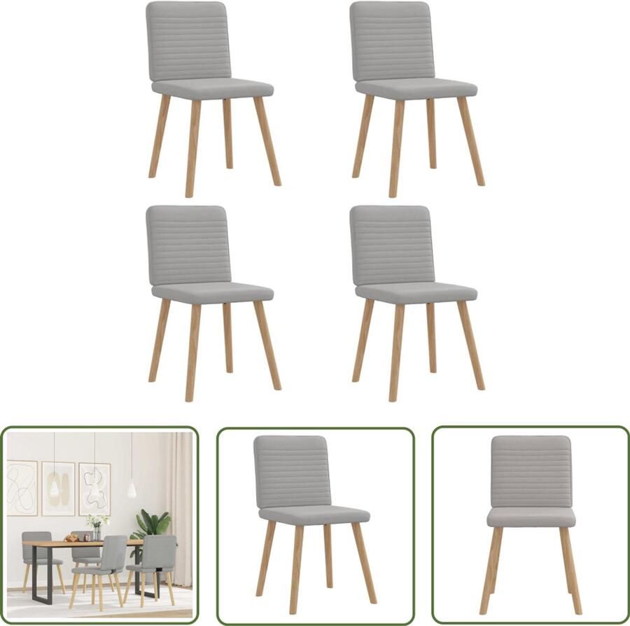 The Living Store Eetkamerstoelen 4 st stof wolk grijs Eettafelstoel Eetkamerstoel Lounge Stoel Moderne Stoel Grijze Stoel