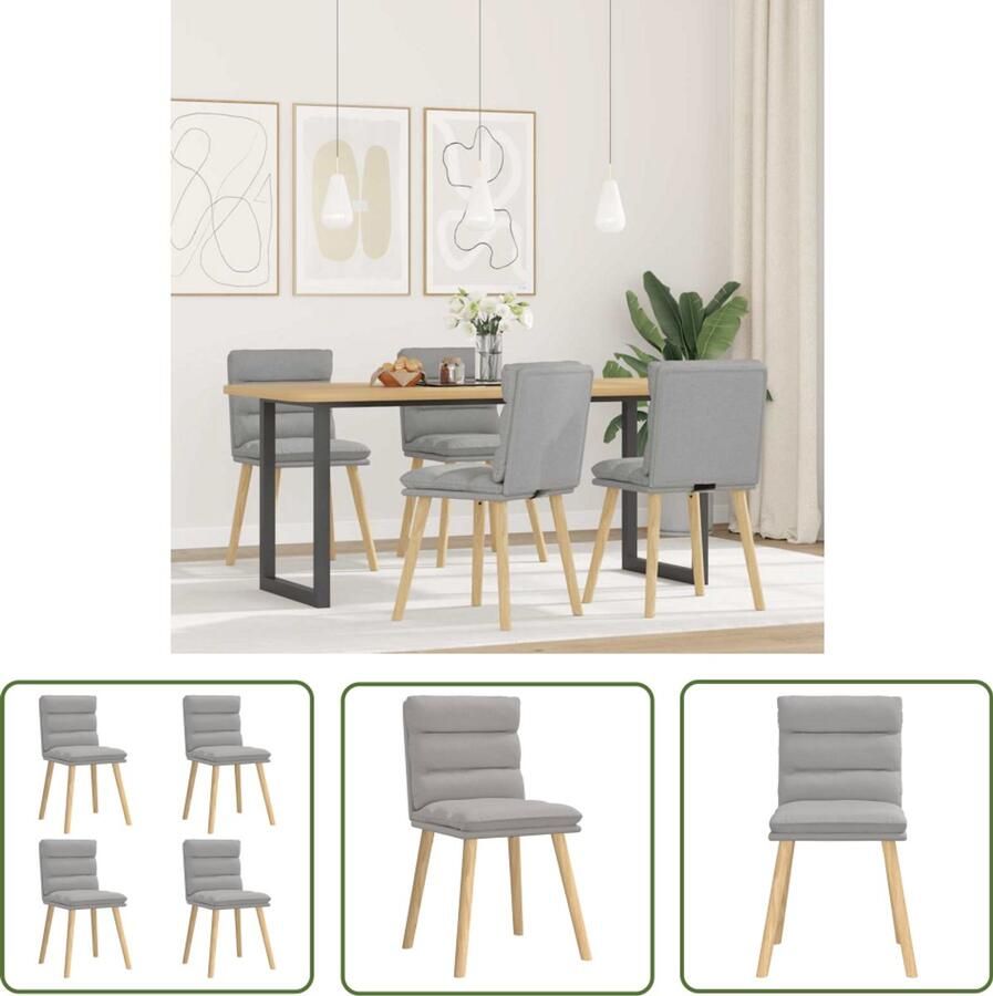 The Living Store Eetkamerstoelen 4 st stof wolk grijs Eettafelstoel Eetkamerstoel Moderne Stoel Comfortabele Stoel Lounge Stoel