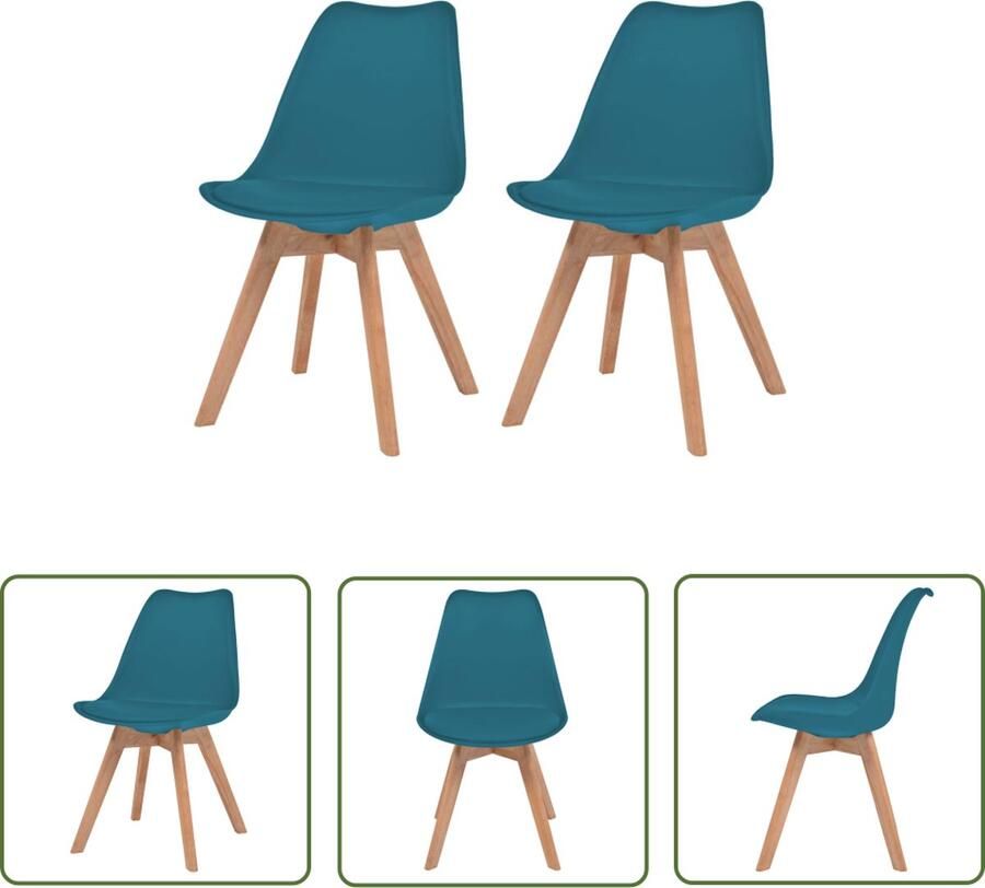 The Living Store Eetkamerstoelen 48 x 53 x 83 cm turquoise kunststof beukenhout rubberwood 100% polyurethaan 110 kg Eetkamerstoelen Turkoois Meubels Comfortabele Stoelen Salontafel Dining Chairs - Foto 2