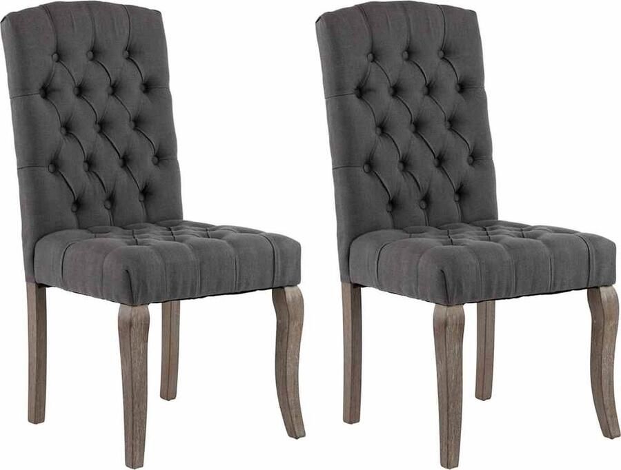 The Living Store Eetkamerstoelen 50 x 58 x 103 cm Gestoffeerd Grijs Linnen-look stof Eetkamerstoelen Linnen Look Grijze Stoel Design Stoel Moderne Stoel - Foto 2