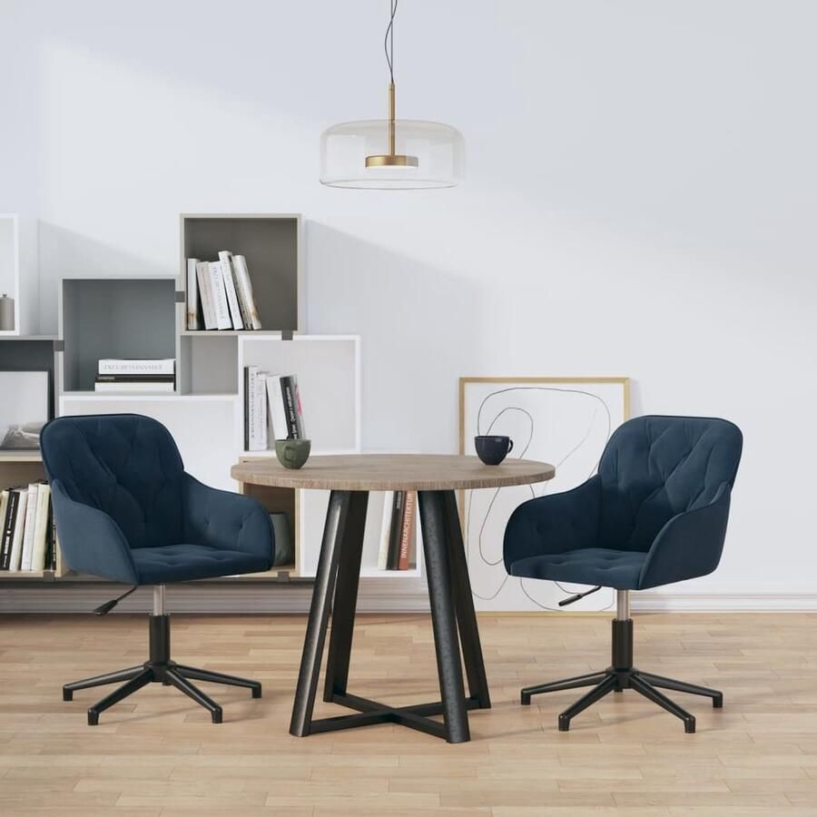The Living Store Eetkamerstoelen 56 x 61.5 x (72 80) cm Blauw fluweel Eetkamerstoelen Fluweel Stoelen Blauwe Stoelen Design Stoelen Luxe Stoelen - Foto 2