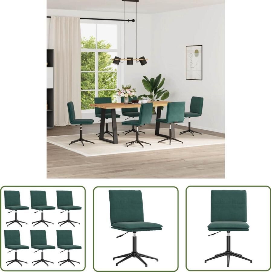 The Living Store Eetkamerstoelen 6 st fluweel donkergroen Eettafelstoel Eetkamerstoel Velours Stoel Donkere Stoel Comfortabele Stoel