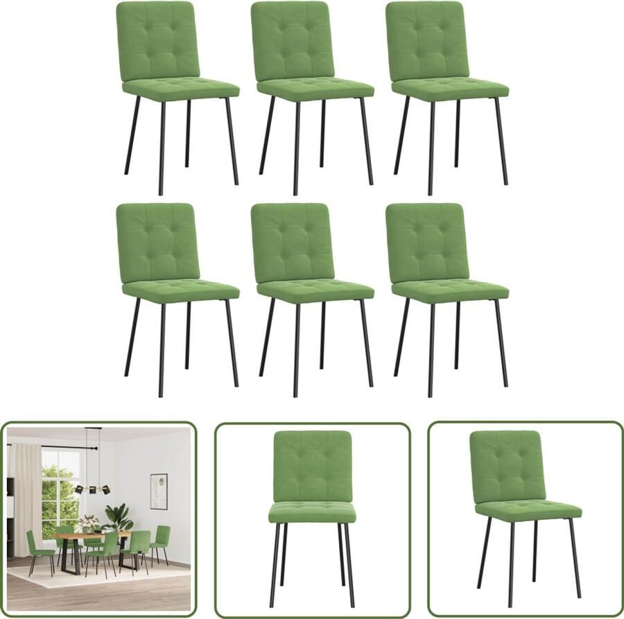 The Living Store Eetkamerstoelen 6 st fluweel lichtgroen Eettafelstoel Eetkamerstoel Velours Stoel Groene Stoel Moderne Stoel